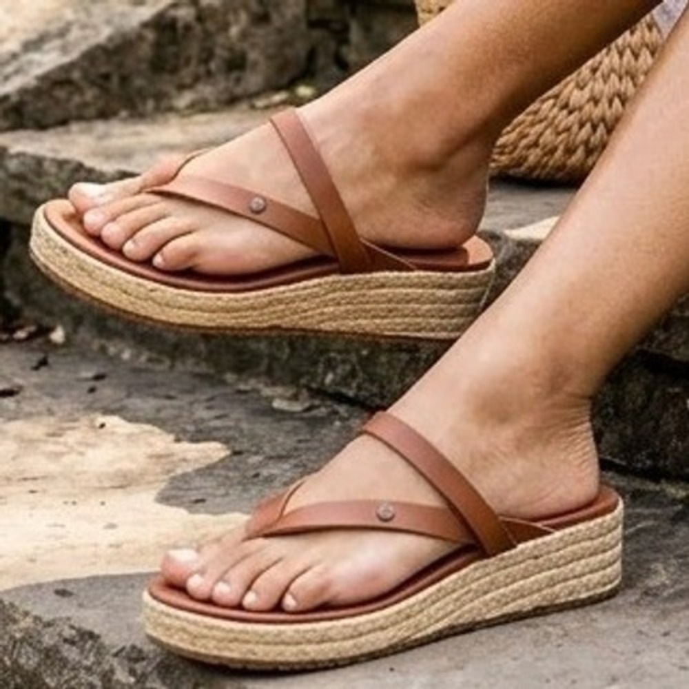 Reef Vista Carmen Brown Espadrille Platform Sandals Womens 10 Strappy Sandal